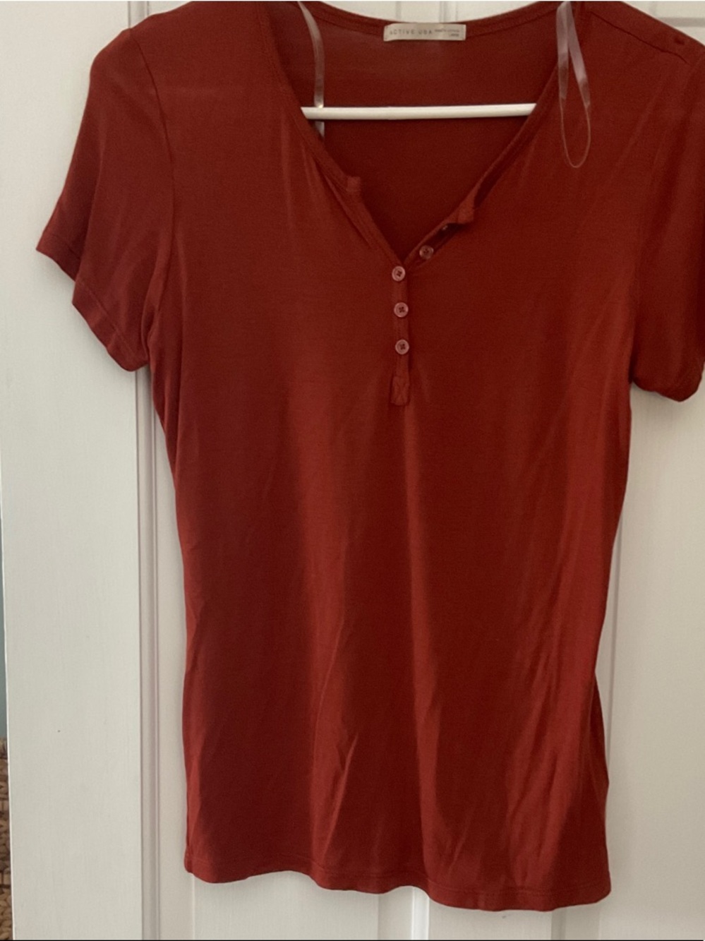 Rust Short-Sleeve Henley Tee